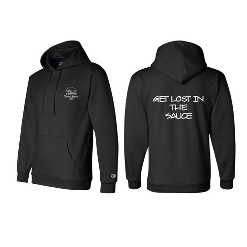 Champion Pullover Hoodie with Slogan – Village Square Pizza Champion Pullover Hoodie with Slogan – Village Square Pizza